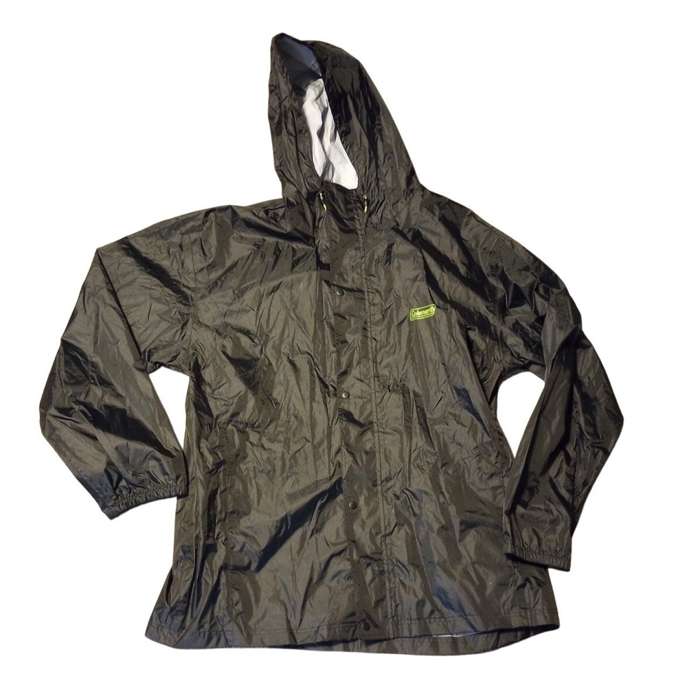 Coleman Mens L/XL Black Windbreaker Jacket‎ Zipper and Snaps Light Weight